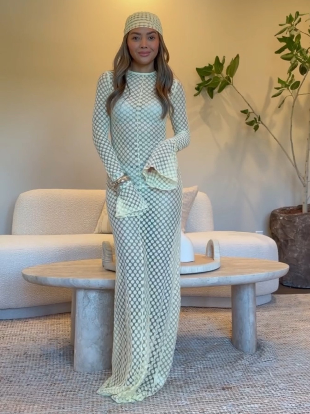 Noughts and Kisses Arbenita Lemon Sheer Maxi Dress + Head Scarf
